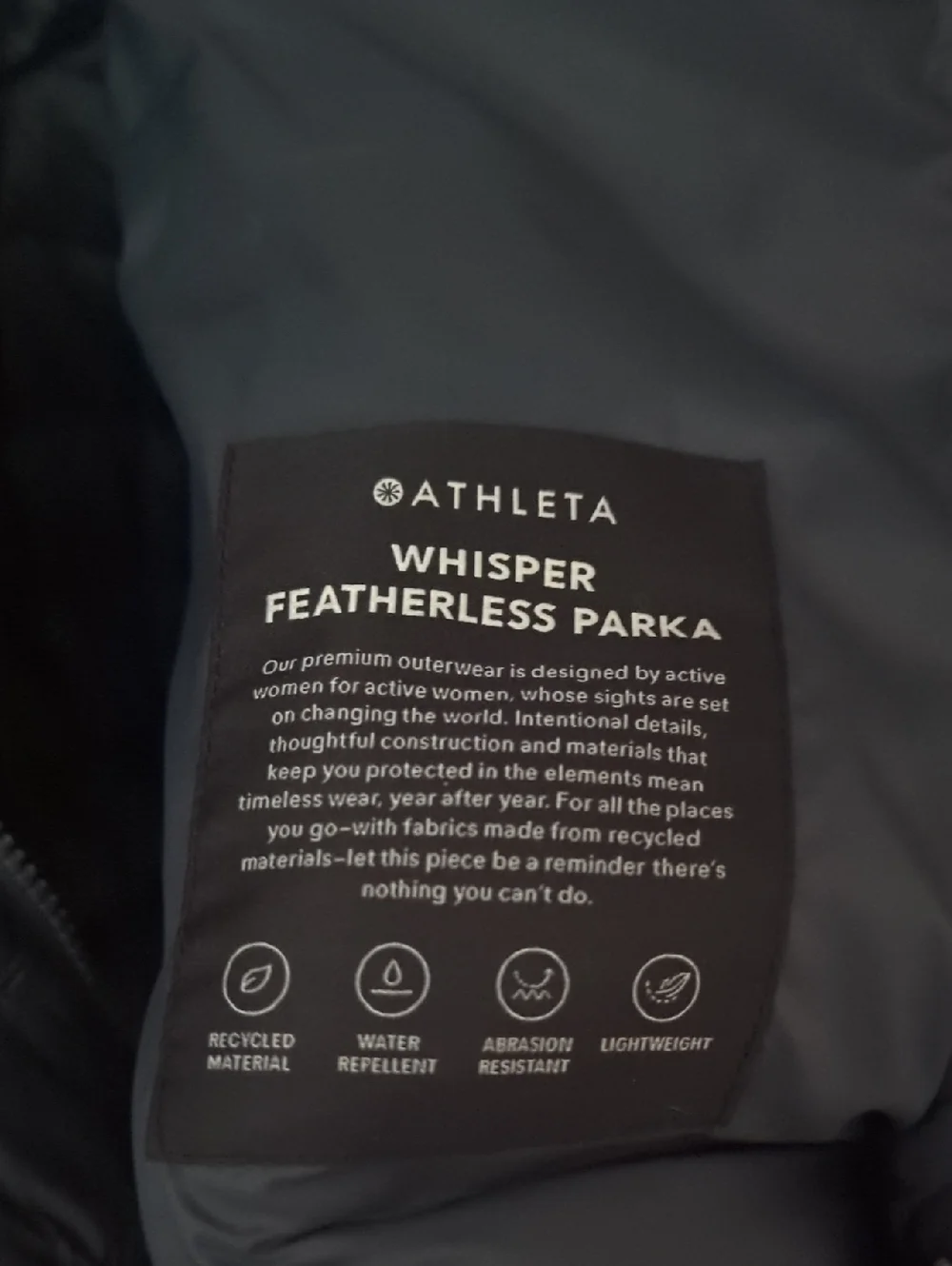 Athleta Whisper Featherless Parka Large - Picture 4 of 12
